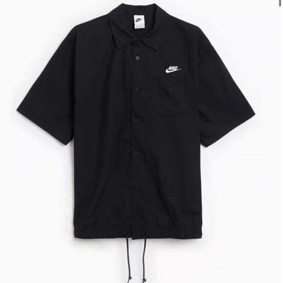 Nike Club Oxford Short-Sleeve Button-Up Shirt Black Men’s 2XL FN3902-010 NEW - Picture 1 of 11